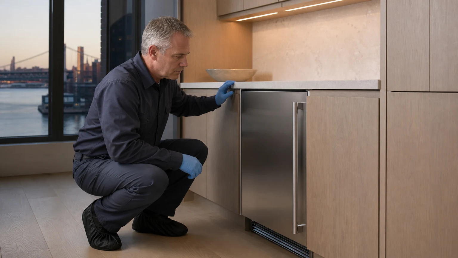 Undercounter ice maker diagnostic visit in the service area