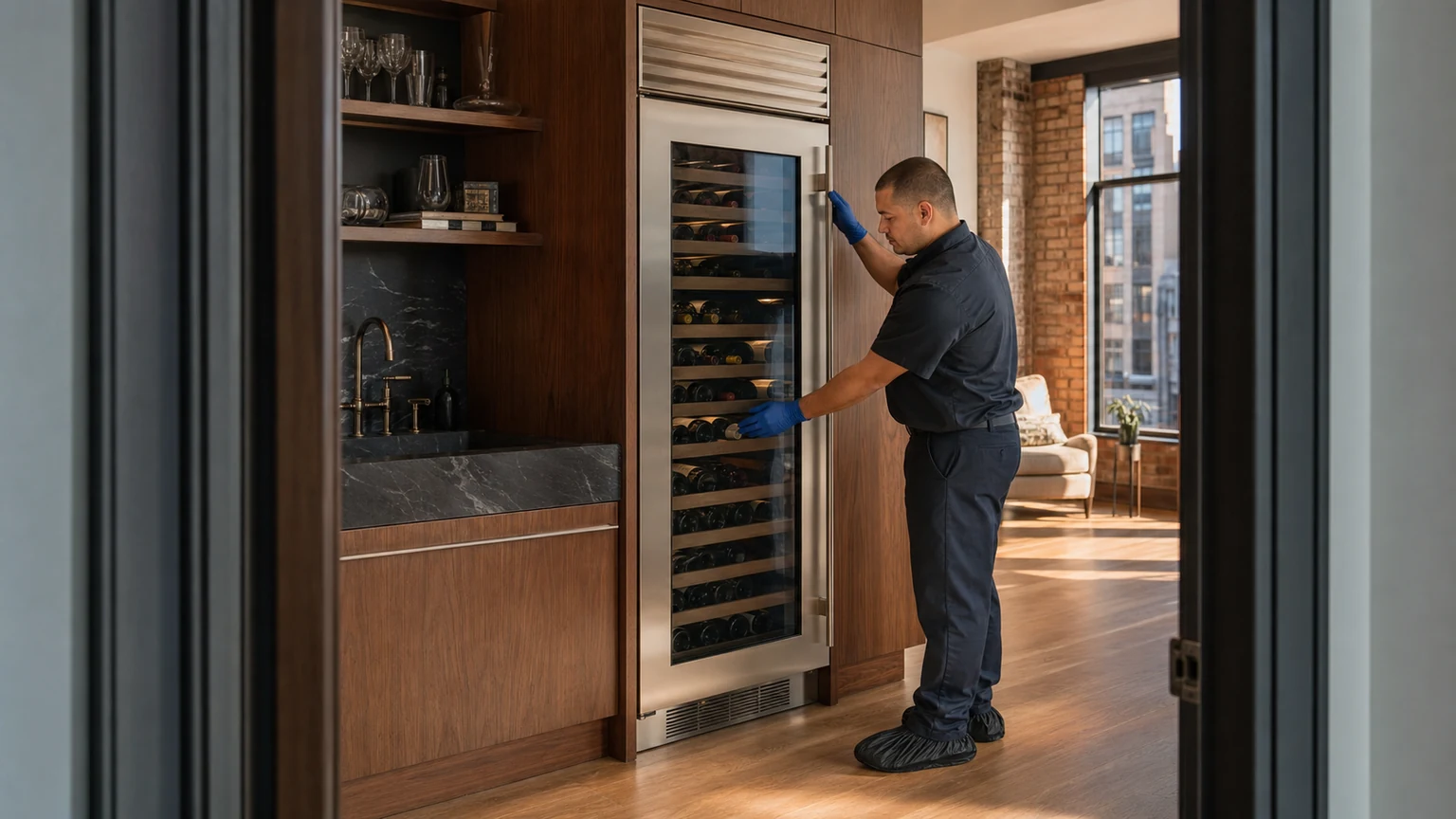 Built-in wine cooler diagnostic visit in the service area
